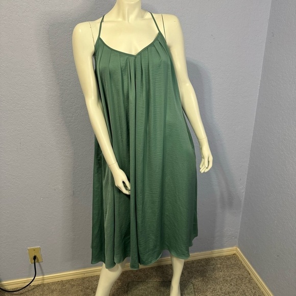 Banana Republic Teal Trapeze Flowy Pockets Midi Dress - Picture 1 of 6